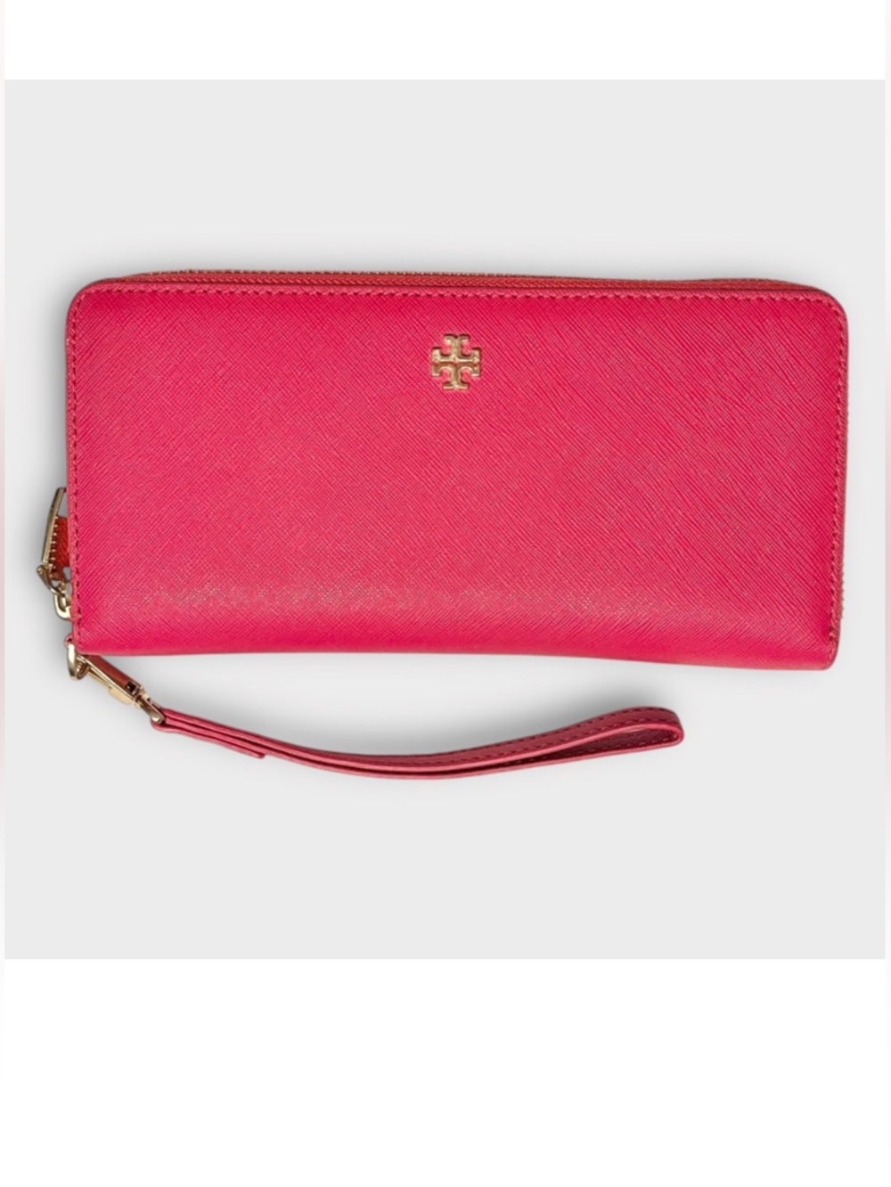 TORY BURCH Emerson Continental Wallet Pink Leather Gold Hardware